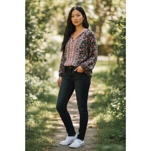 Boho Mason & Belle Blouse Prairie Festival Western Sz M flowy Rodeo Tassel Ranch